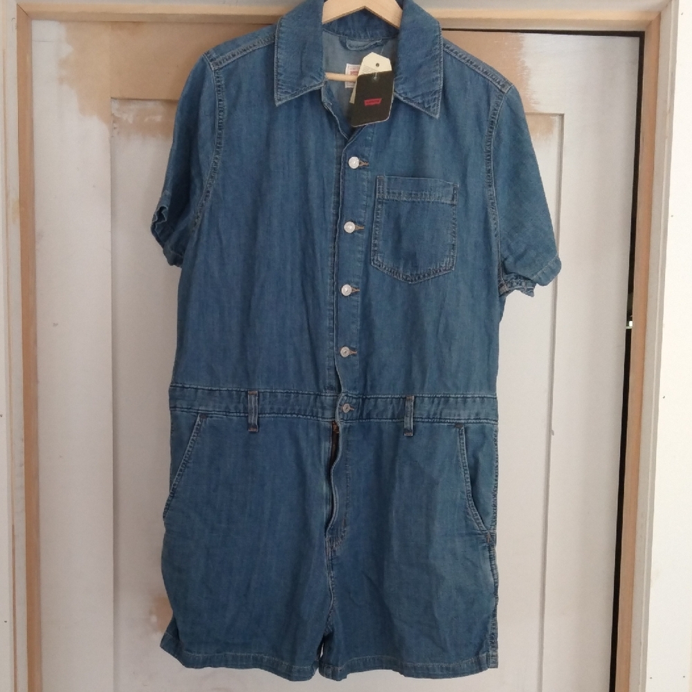 Denim Short Sleeve Jumpsuit